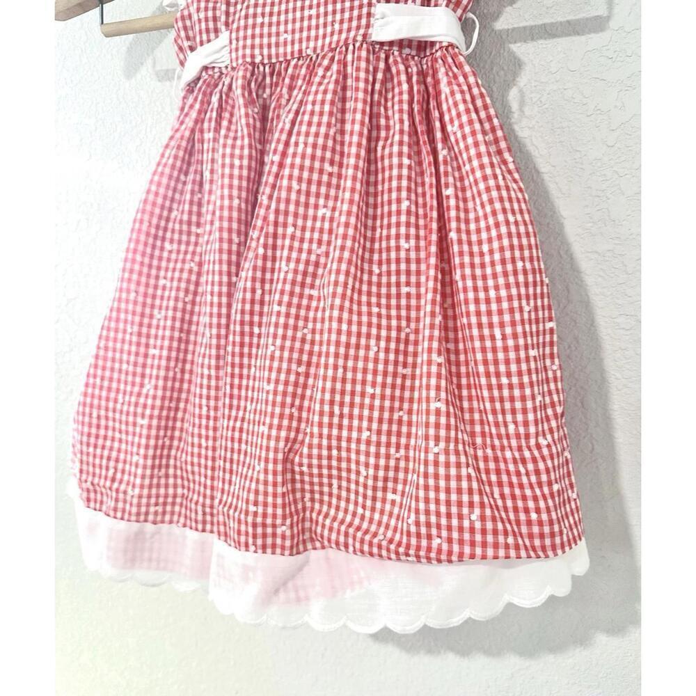 Vintage Sylvia White Toddler Girls Dress Red and White Gingham Zipper Ruffles 2T - Picture 4 of 15